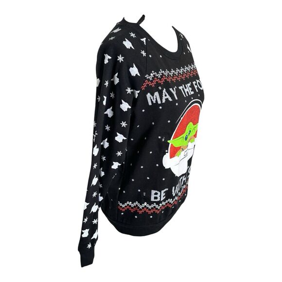 Star Wars women's size S‎ black Baby Yoda lighted holiday Christmas sweatshirt - Picture 3 of 13